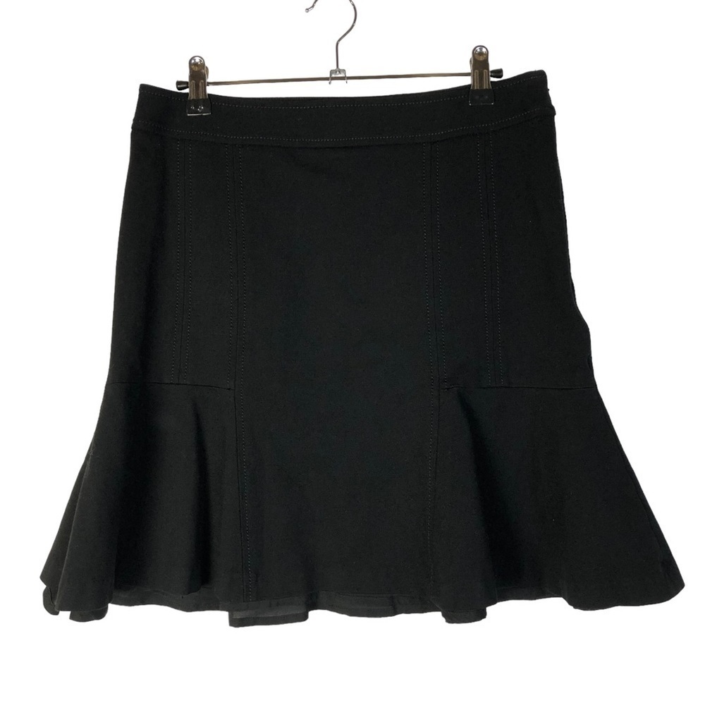 White House Black Market WHBM Black Exposed Stitch Flared Trumpet Skirt 6